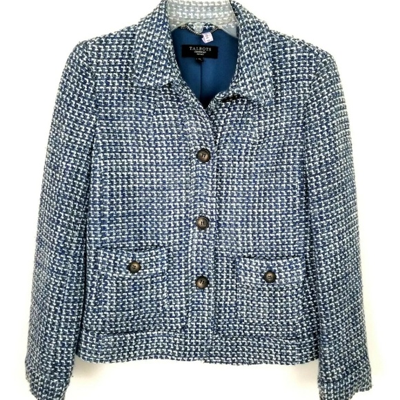 Talbots Jackets & Blazers - Talbots Womens Blue Knit Wool Blend Blazer 6P